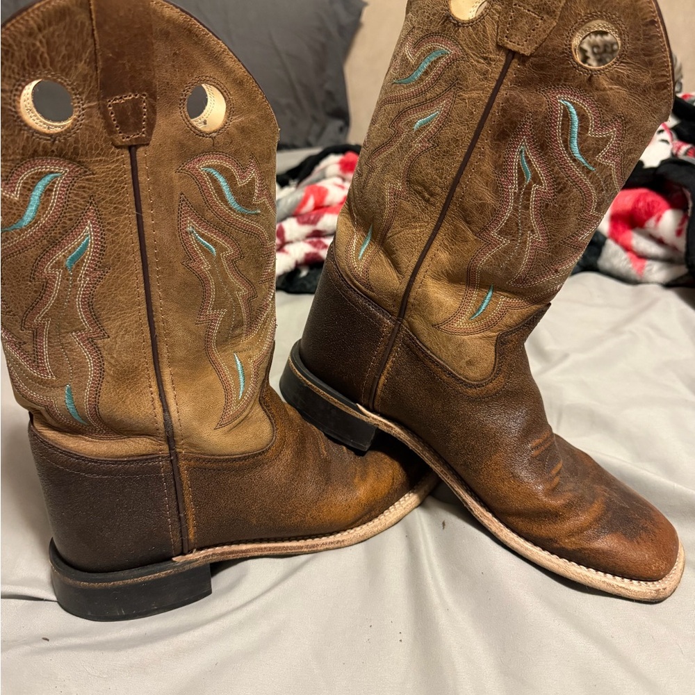Old West Brown and Tan Kids Western Boots